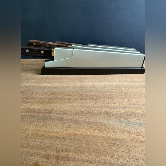 Vintage 1970’s Wiltshire Stay Sharp 3 Piece Knife Set Wood Brass Retro Kitchen - Picture 10 of 15